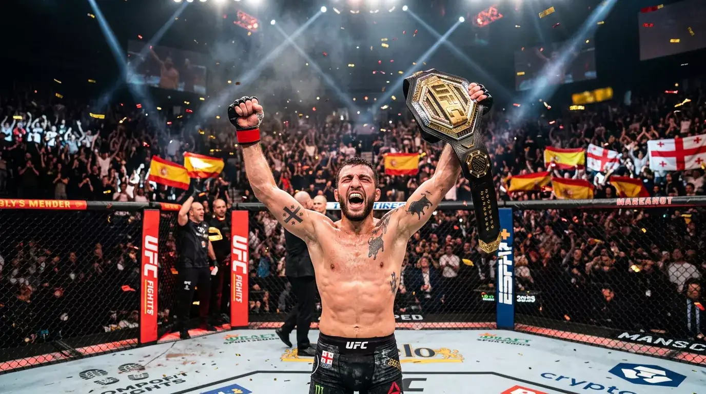Ilia Topuria campeon de UFC representando el auge del MMA en España