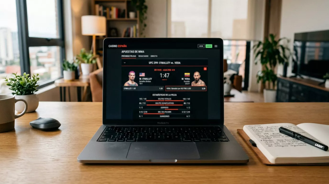 Diferentes tipos de mercados de apuestas en peleas UFC incluyendo moneyline y metodo de victoria